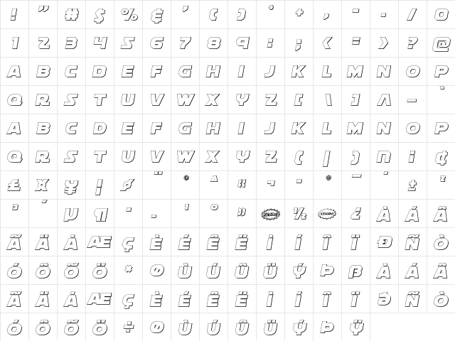 Soloist Outline Outline  glyph index