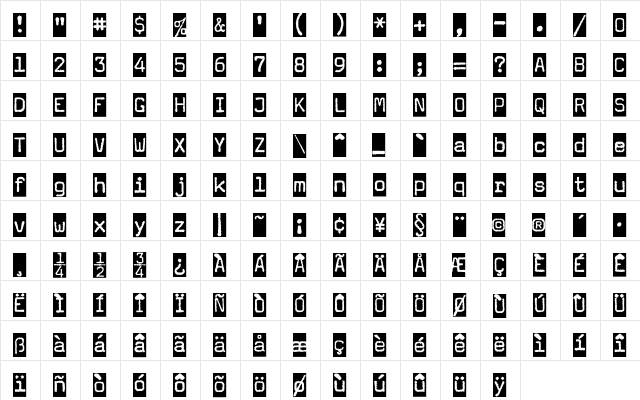 Magda Cameo  glyph index