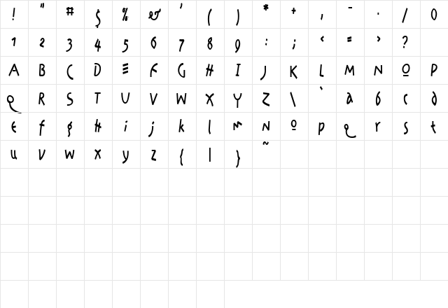AmazonCondensed Regular  glyph index