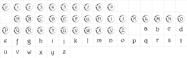101! Star Lit Nght Regular  glyph index