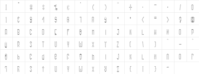 Rhantica Regular Out  glyph index