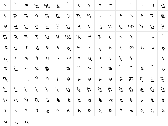 FZ WACKY 38 LEFTY Normal  glyph index