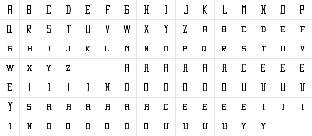 Dezert Demo Regular  glyph index