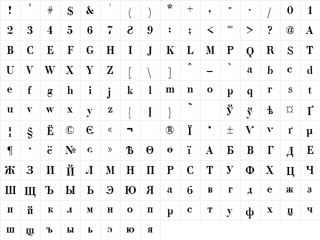 ELIZ2_A.Z_PS Bold  glyph index