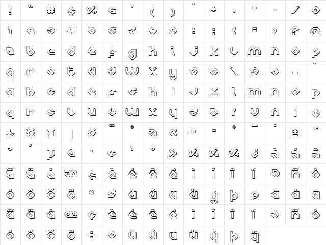 Charlie's Angles 3D Regular  glyph index
