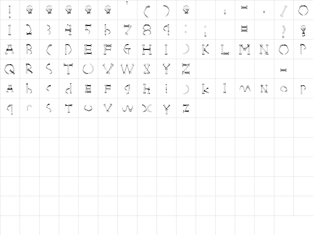 HoneBone-Hakkotsu Regular  glyph index