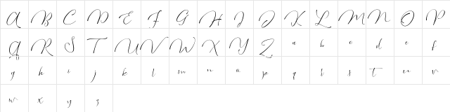 Miraluna Regular  glyph index