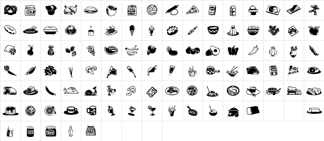 Mini Pics L'il Edibles Regular  glyph index