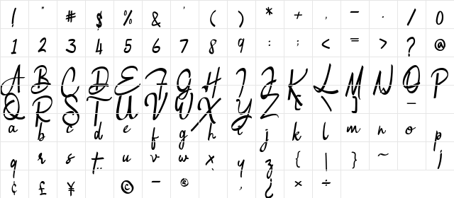 Burgandi Regular  glyph index