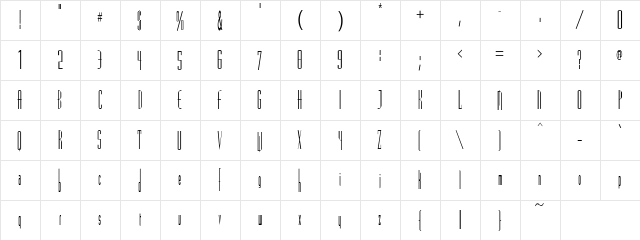 Madrid2Plain Regular  glyph index