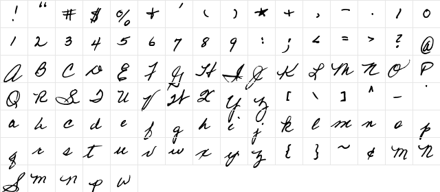 FG Astrid Regular  glyph index