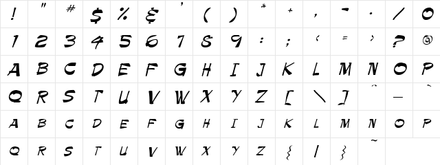 Tapics Regular  glyph index