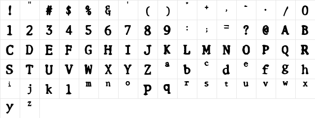 Botched Vasectomy Regular  glyph index