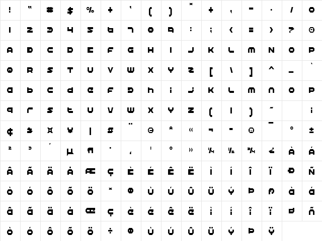 Halo Condensed Condensed  glyph index