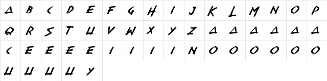 Raskhal Regular  glyph index