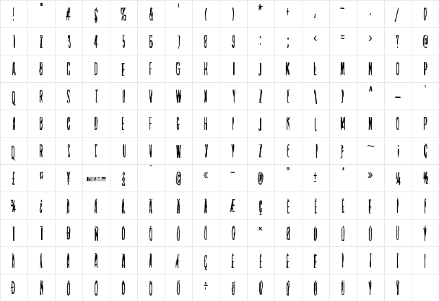 On the horizon Regular  glyph index