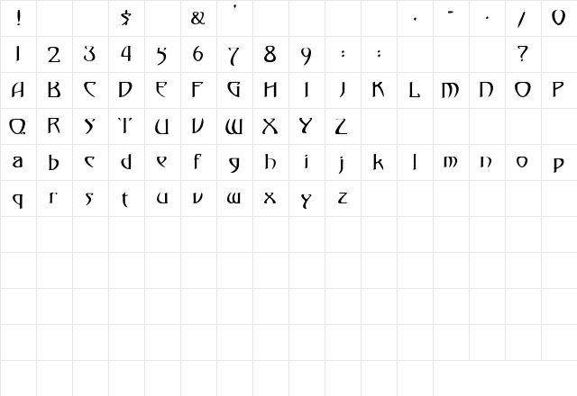 30 Regular  glyph index