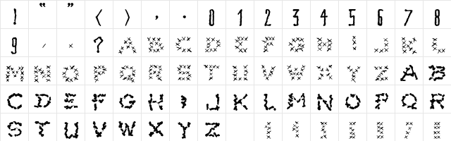 XPain Regular  glyph index