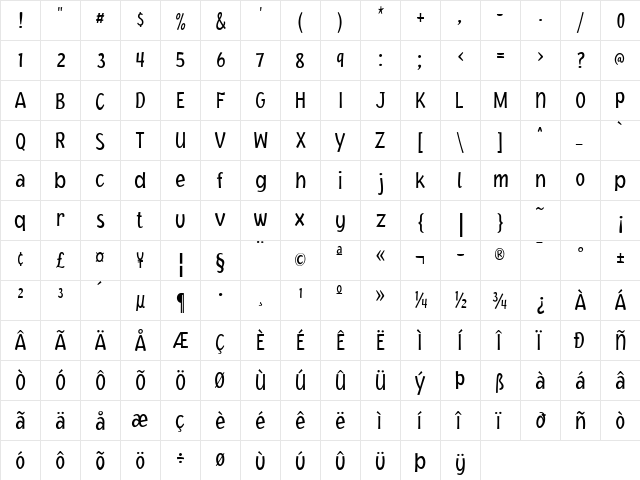 Jacoby Cond ICG Light  glyph index