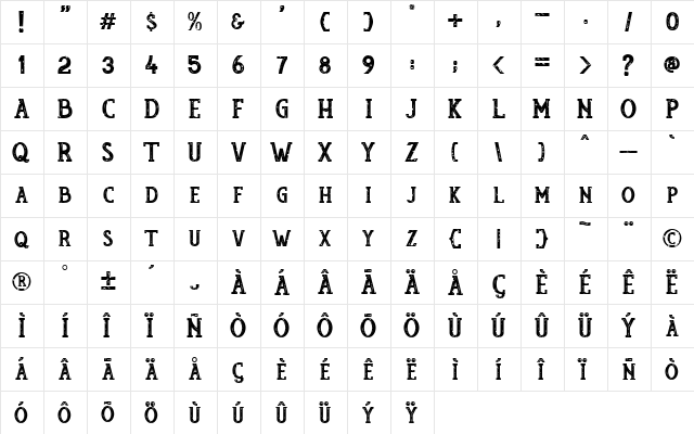 Rumoura TexturesPERSONAL USE Regular  glyph index