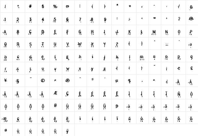 IndecisionNumbered Regular  glyph index