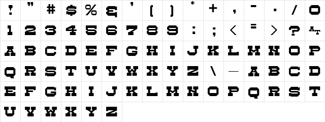Whistle Stop JL Regular  glyph index