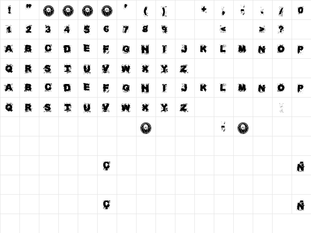 La Casa del Cementerio Regular  glyph index