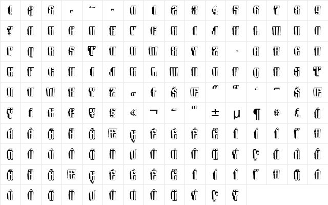 a_Harder3dTrnUp Regular  glyph index