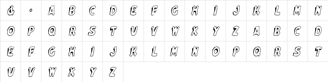 Elwood Cn Italic Italic  glyph index