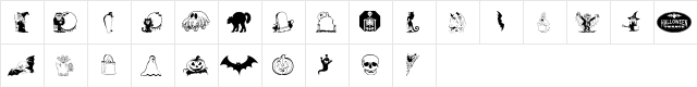 KiddyHalloween Regular  glyph index