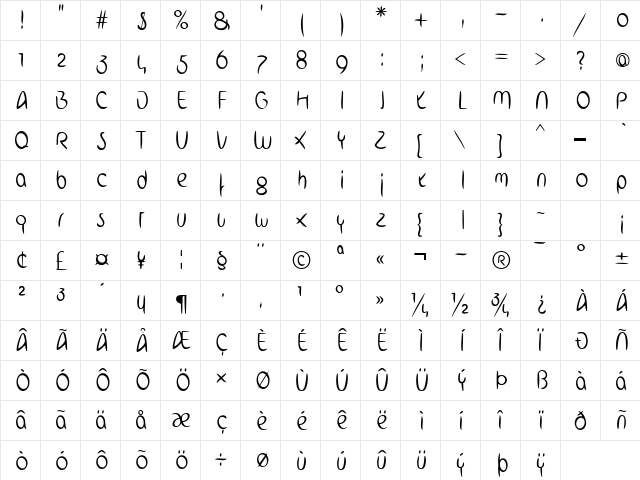 ArabStroke LT Light Regular  glyph index