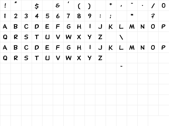 DupuyHeavy Wd Regular  glyph index