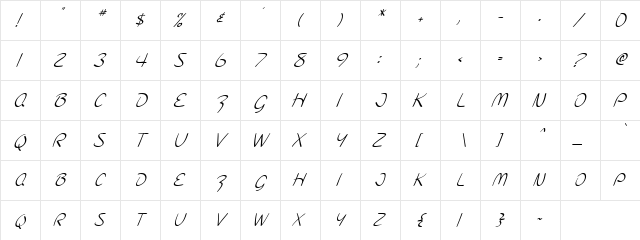 Kizzo Marshall Regular  glyph index