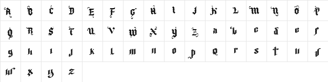 Vtks Blacqui Latter Regular  glyph index