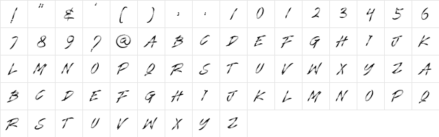 ERNESTO Regular  glyph index