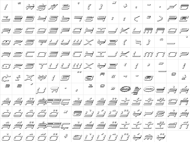 QuickStrike Shadow Italic Shadow Italic  glyph index
