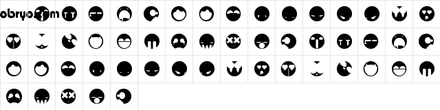 aaronfaces Regular  glyph index