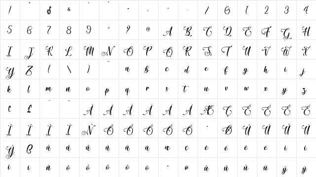 Sixth Babylon - Personal Use Regular  glyph index