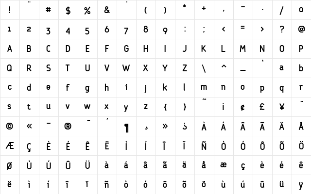 Dubius Normal  glyph index