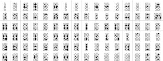 Astalamet Regular  glyph index