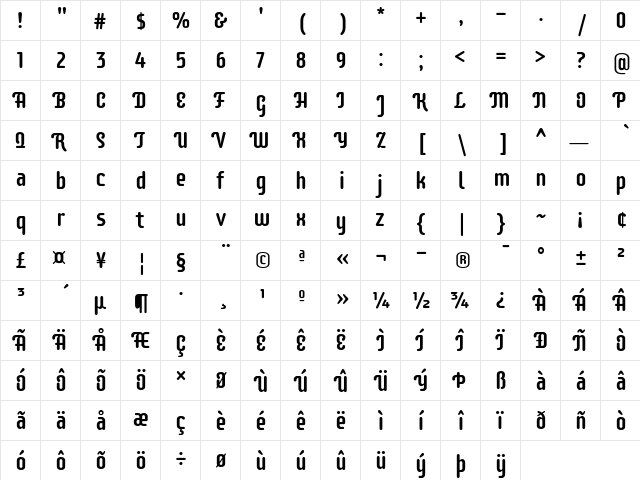 Supermercado Regular  glyph index