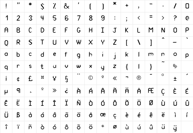 Cuneiform Medium  glyph index