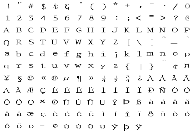 FZ DIGITAL 1 EX Normal  glyph index