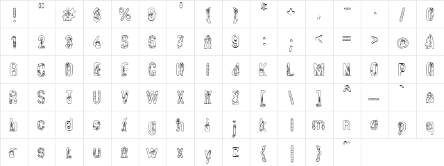 PC Holiday Regular  glyph index