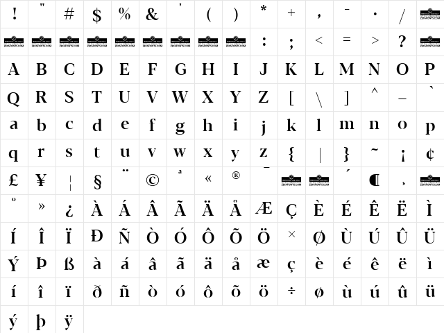 Blacker Display Medium  glyph index