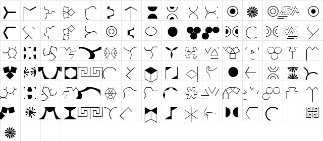 Pat Regular  glyph index