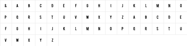 P&F Regular  glyph index