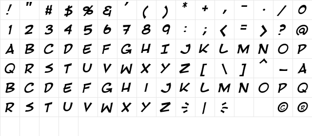 RivenShield Italic  glyph index