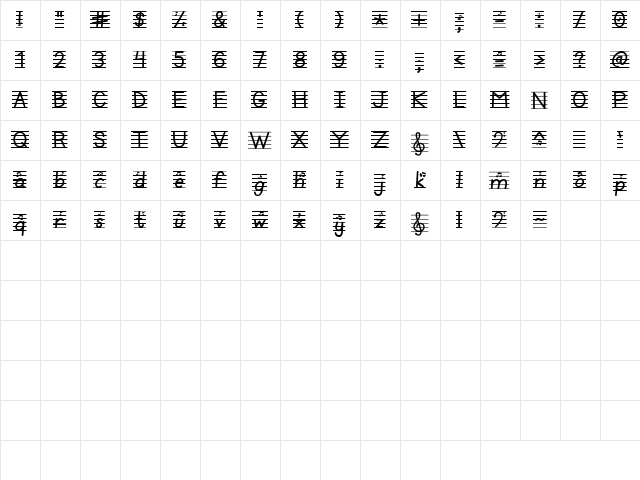 LD Staff Regular  glyph index