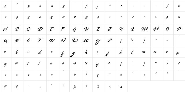 Rightside  Free Personal Use Regular  glyph index
